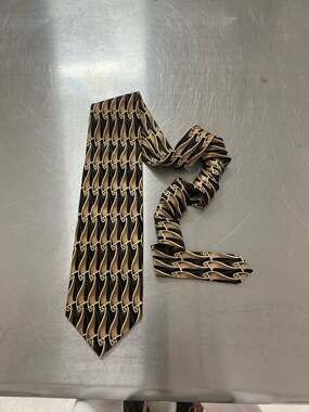 Giorgio Bissoni Gold and Black Geometric Silk Tie